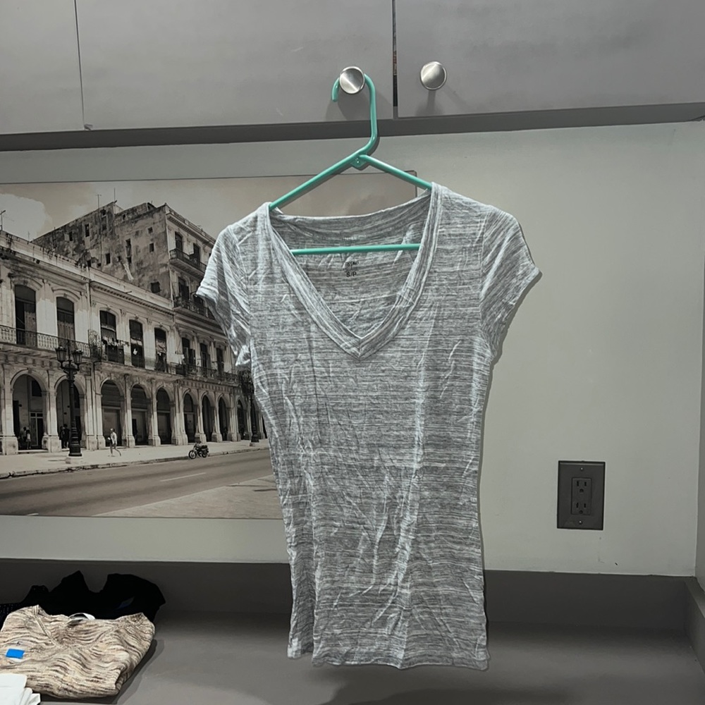 Gray V-Neck Top